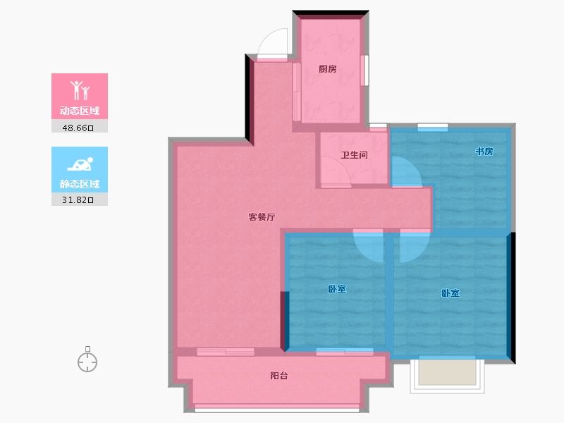 浙江省-湖州市-万固尚溪府-71.20-户型库-动静分区