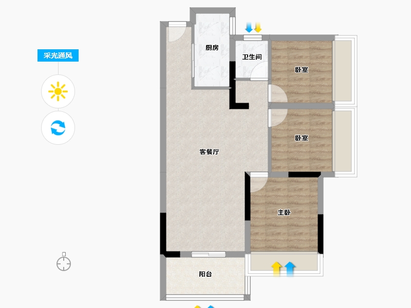 广西壮族自治区-柳州市-海雅柳江湾-70.48-户型库-采光通风