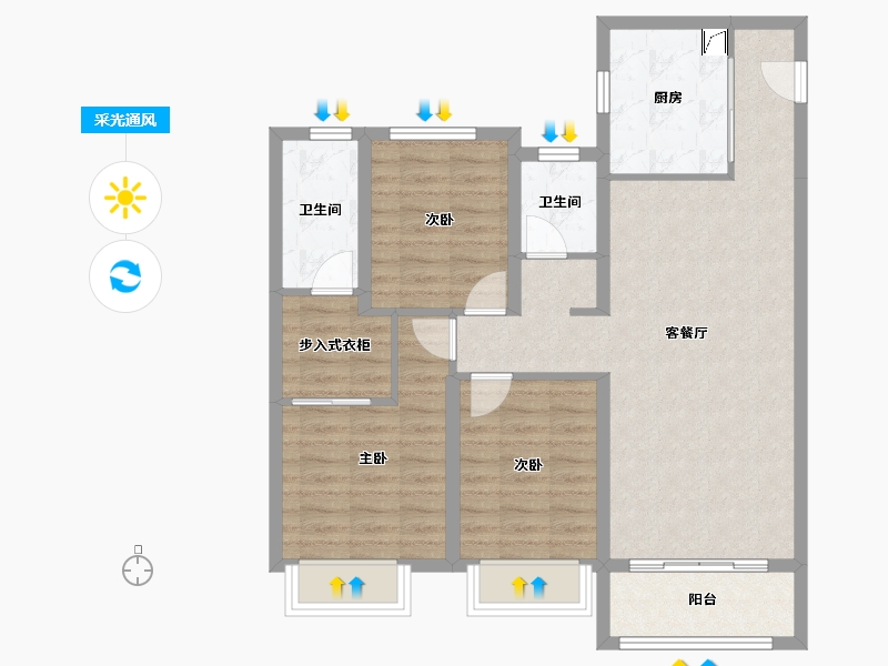 山西省-晋中市-新晋玖里-97.00-户型库-采光通风