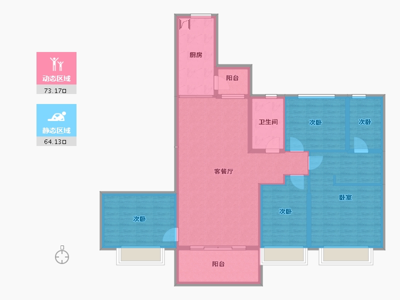 山东省-淄博市-淄博恒大林溪郡-123.47-户型库-动静分区