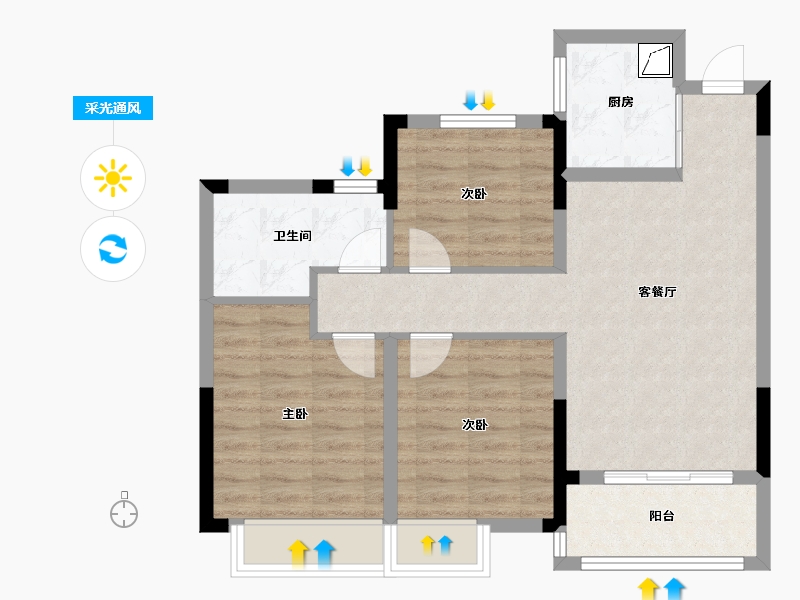 浙江省-湖州市-华纺湖誉府-71.20-户型库-采光通风