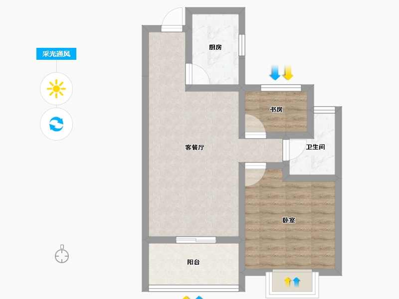 浙江省-湖州市-香溪丽舍丽园-52.30-户型库-采光通风