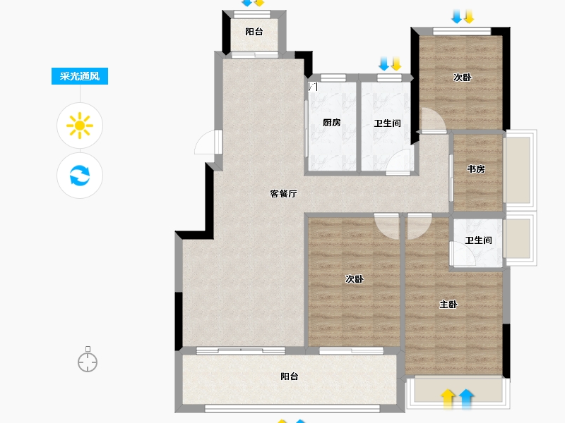 安徽省-滁州市-榕三金鼎府-96.01-户型库-采光通风