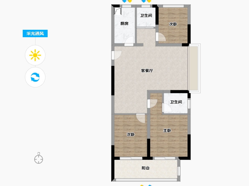 浙江省-湖州市-吴越豫园-88.00-户型库-采光通风