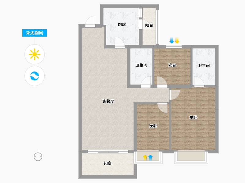 山东省-淄博市-淄博恒大林溪郡-101.22-户型库-采光通风