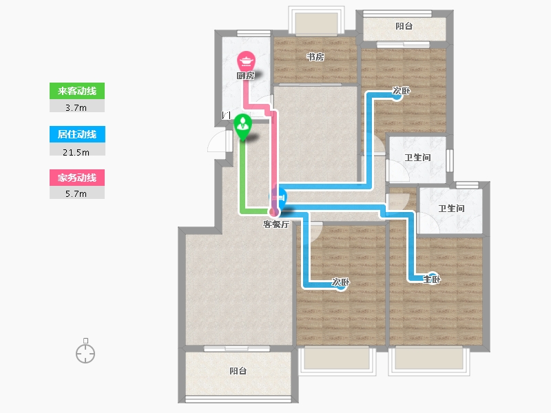 贵州省-遵义市-紫荆国际央玺-103.74-户型库-动静线