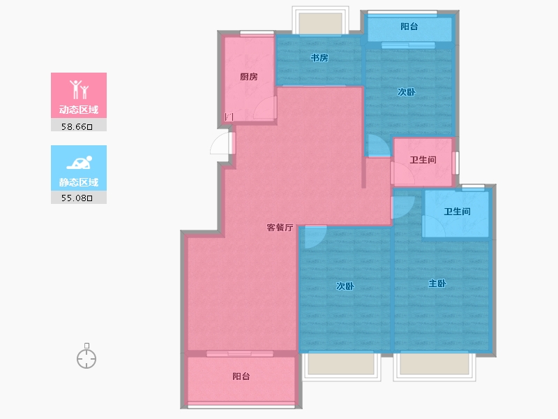 贵州省-遵义市-紫荆国际央玺-103.74-户型库-动静分区