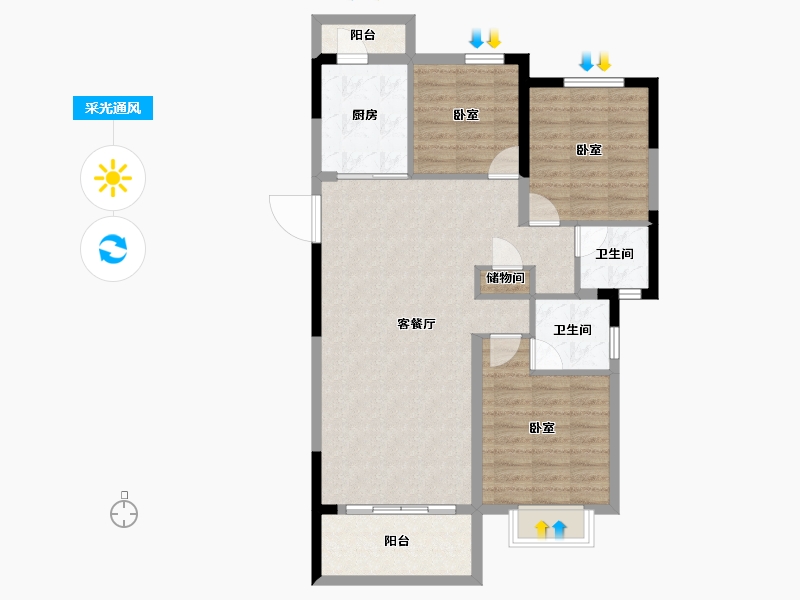 湖北省-宜昌市-建投樾山-91.36-户型库-采光通风