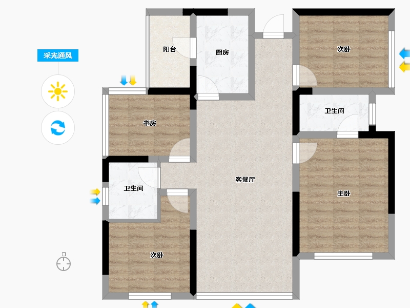 四川省-达州市-达州仁和公园国际-89.76-户型库-采光通风