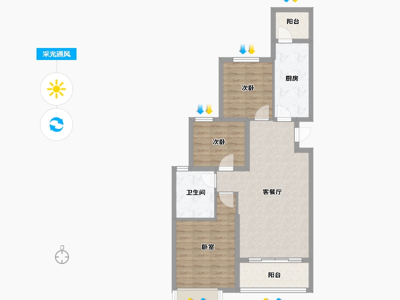 山东省-淄博市-淄博恒大林溪郡-78.61-户型库-采光通风