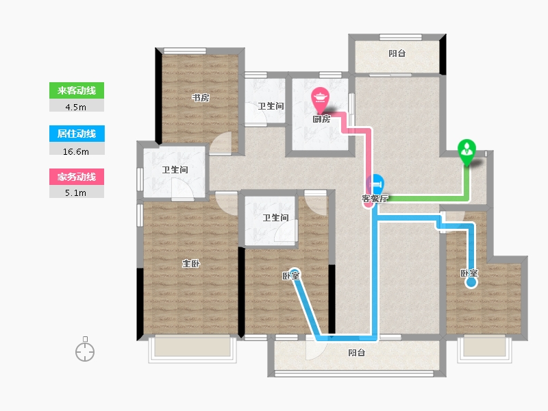 浙江省-湖州市-新城大都会-130.40-户型库-动静线