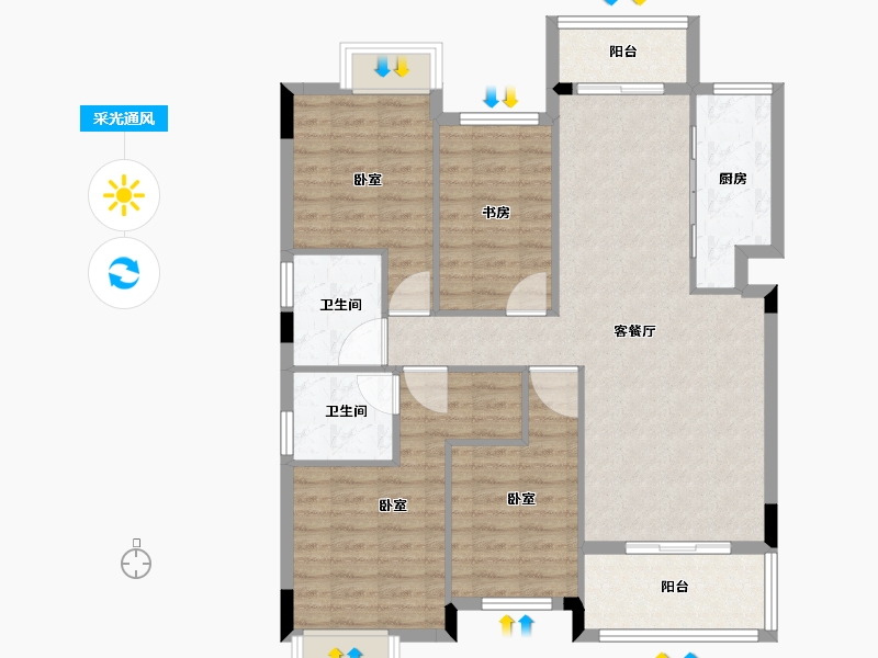 湖北省-宜昌市-映象江南-103.20-户型库-采光通风