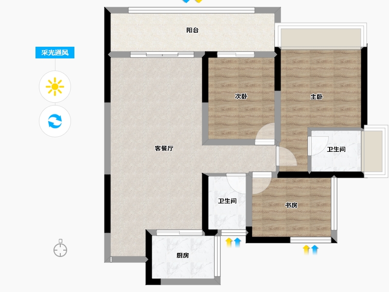 四川省-达州市-中迪·绥定府-84.63-户型库-采光通风