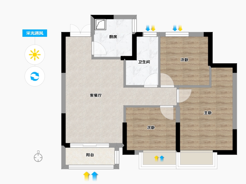 浙江省-湖州市-和睿府-63.20-户型库-采光通风