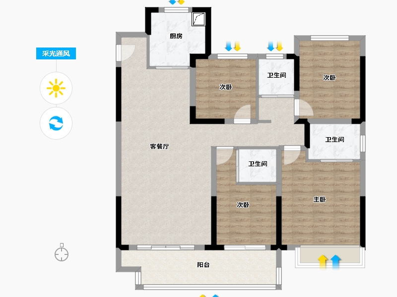 浙江省-湖州市-吴越豫园-112.00-户型库-采光通风