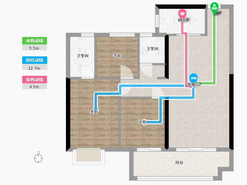 福建省-龙岩市-美伦·生态城-83.00-户型库-动静线