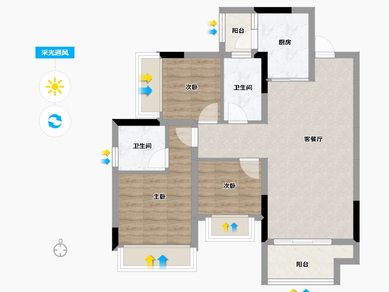 广西壮族自治区-桂林市-桂林融创文旅城-68.42-户型库-采光通风