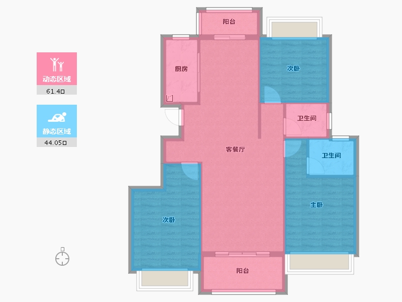 贵州省-遵义市-紫荆国际央玺-95.95-户型库-动静分区