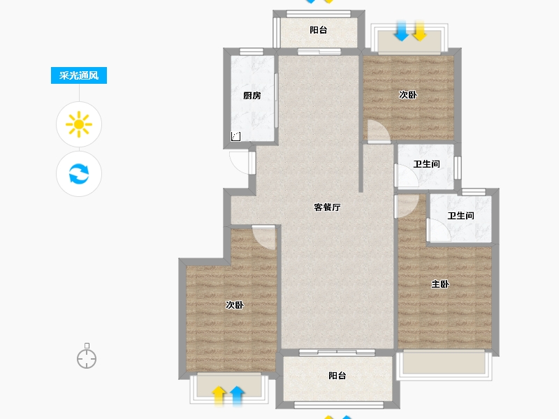 贵州省-遵义市-紫荆国际央玺-95.95-户型库-采光通风