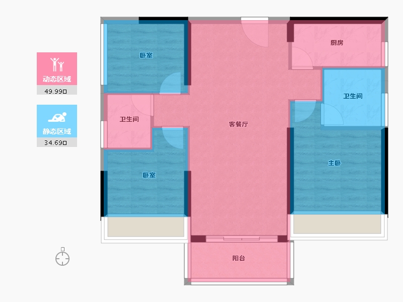 湖北省-十堰市-香山苑二期-76.21-户型库-动静分区