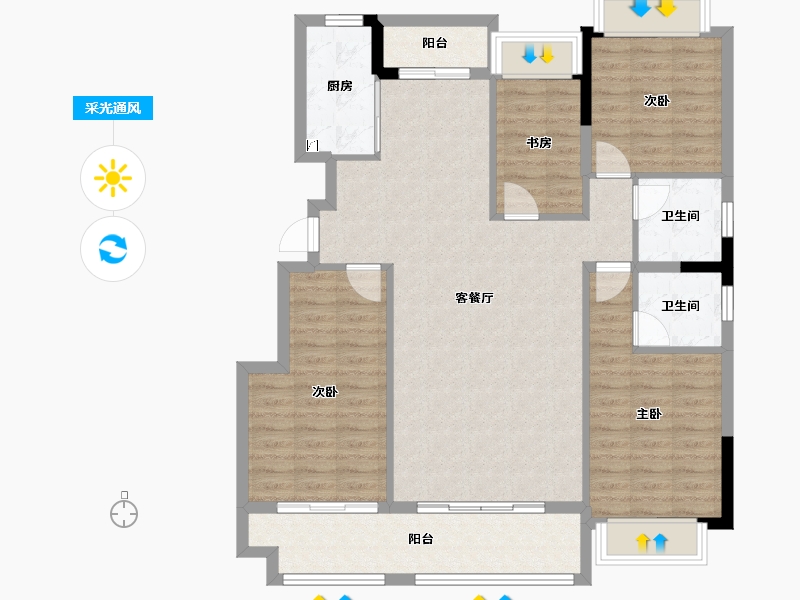 贵州省-遵义市-紫荆国际央玺-111.32-户型库-采光通风