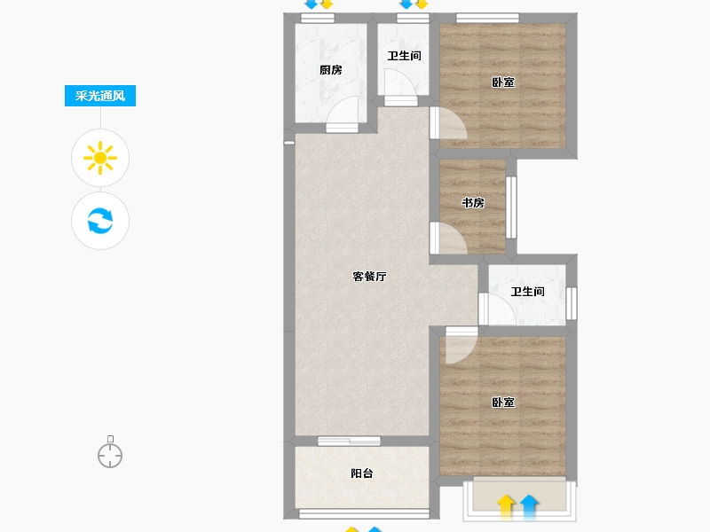 浙江省-湖州市-香溪丽舍丽园-65.78-户型库-采光通风