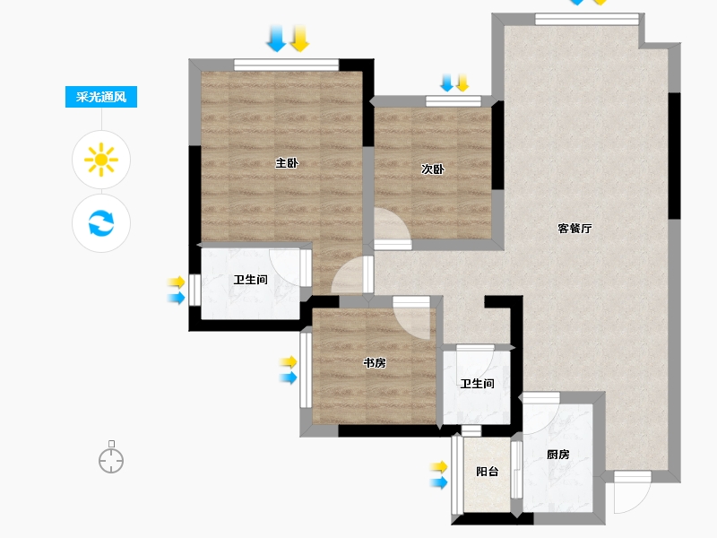 四川省-达州市-达州仁和公园国际-71.25-户型库-采光通风