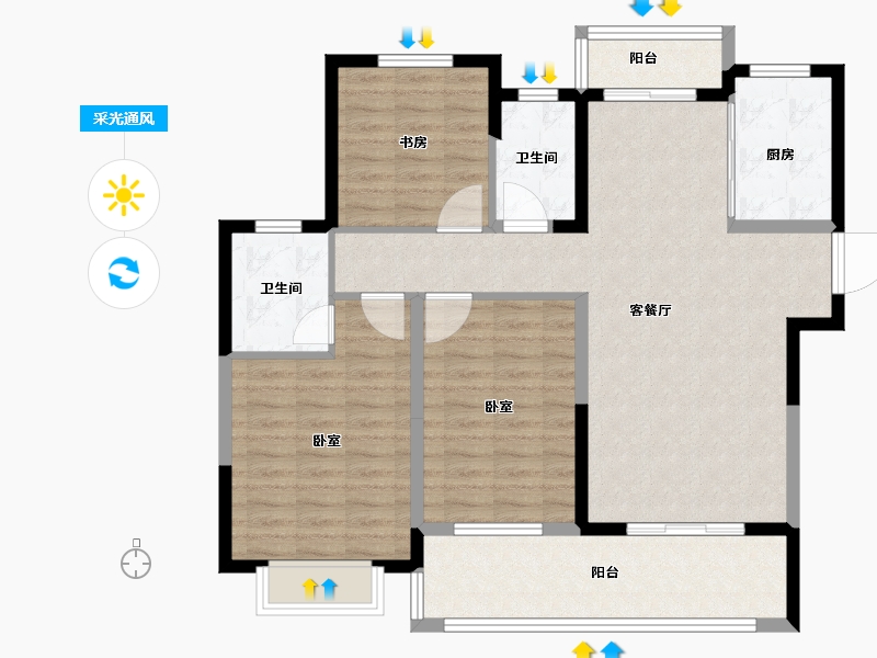 湖北省-宜昌市-建投樾山-105.82-户型库-采光通风