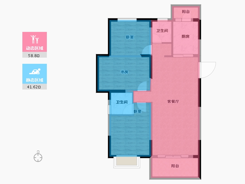 湖北省-宜昌市-建投樾山-90.52-户型库-动静分区