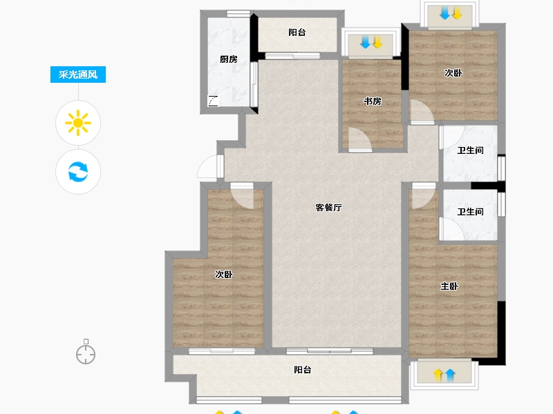 贵州省-遵义市-紫荆国际央玺-110.24-户型库-采光通风