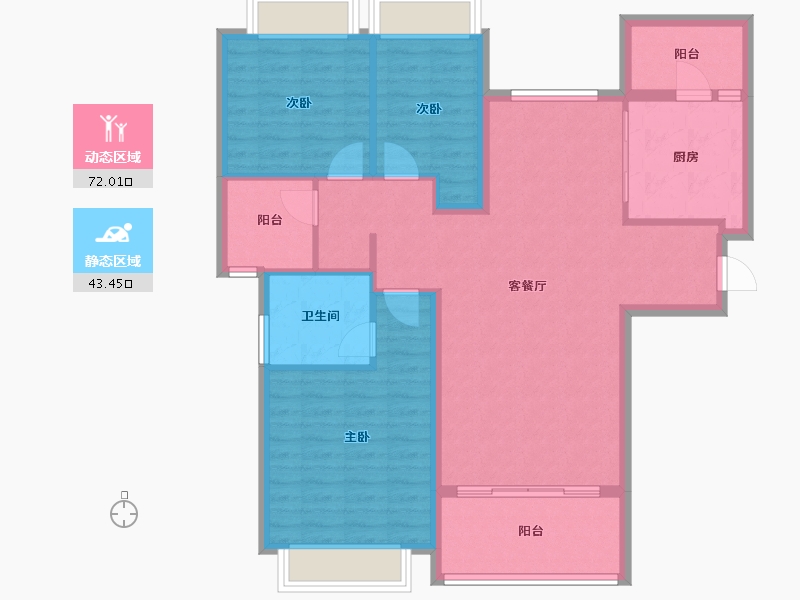 山东省-淄博市-淄博恒大林溪郡-104.49-户型库-动静分区