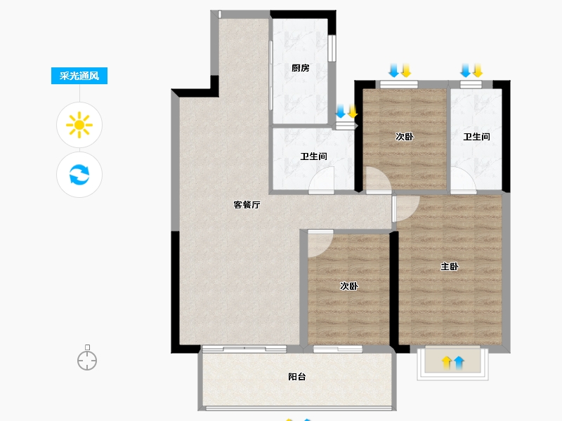 广西壮族自治区-贺州市-悦城·富江壹號-89.45-户型库-采光通风