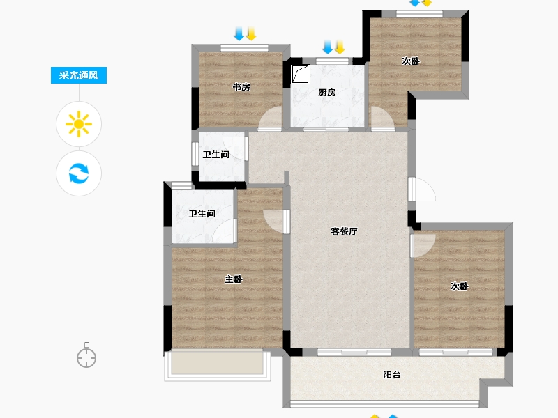 浙江省-湖州市-新南浔孔雀城都会江南-96.00-户型库-采光通风