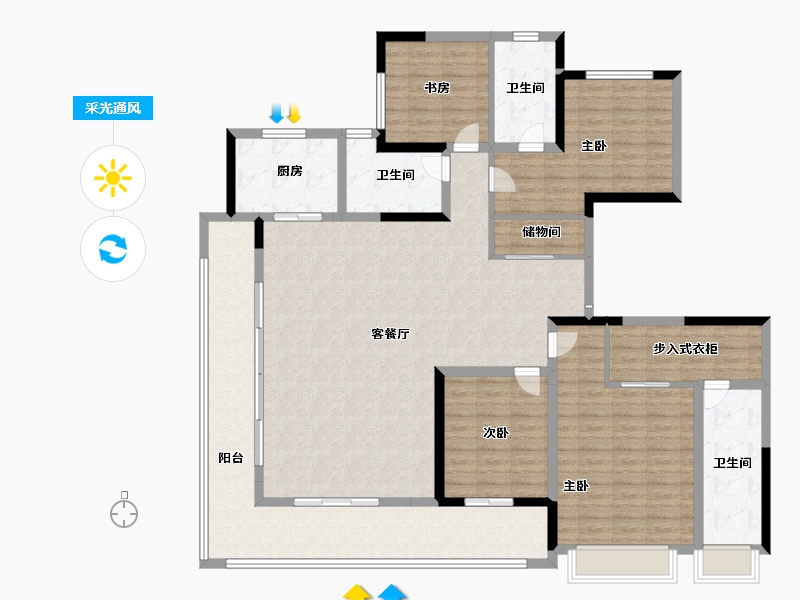 四川省-成都市-华润置地未来之城-170.40-户型库-采光通风