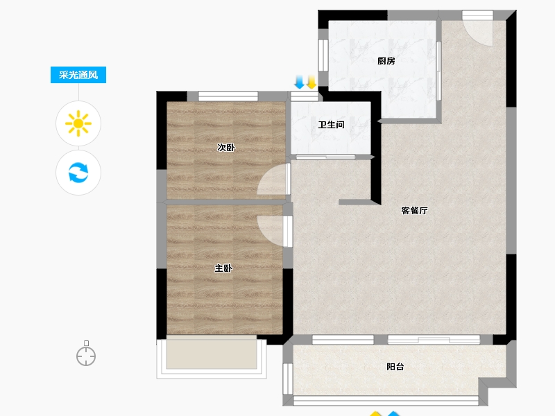 浙江省-湖州市-德信碧桂园浔宸府-64.00-户型库-采光通风