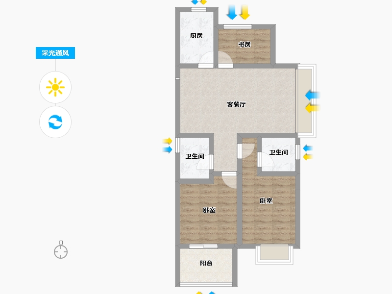 浙江省-湖州市-香溪丽舍丽园-67.67-户型库-采光通风