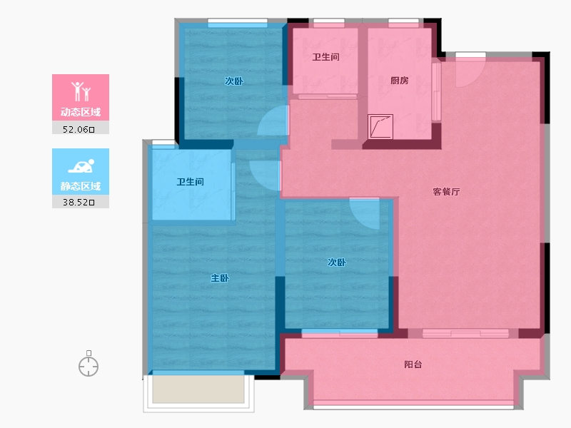 浙江省-湖州市-吴越豫园-80.01-户型库-动静分区