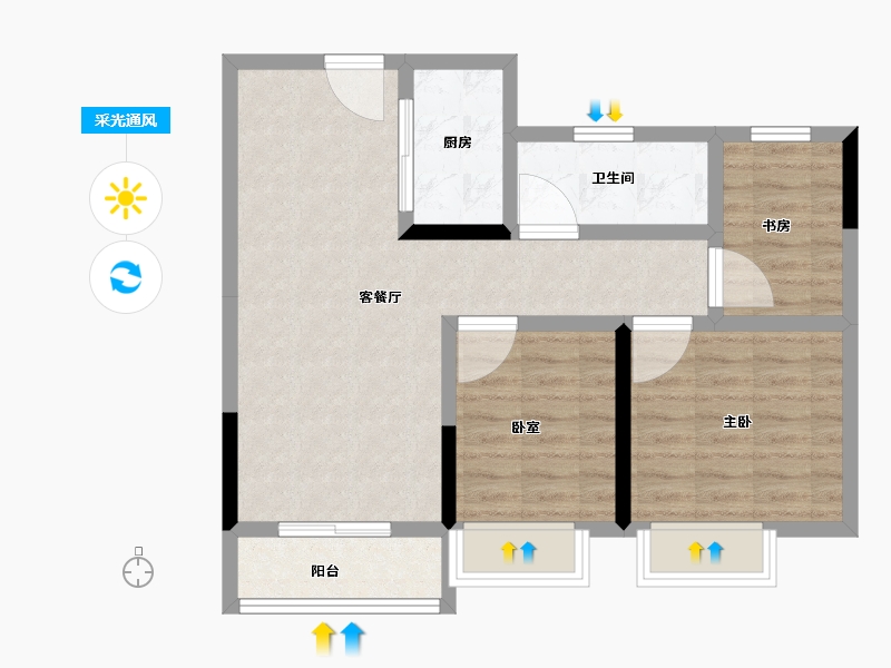 浙江省-湖州市-新城大都会-70.40-户型库-采光通风