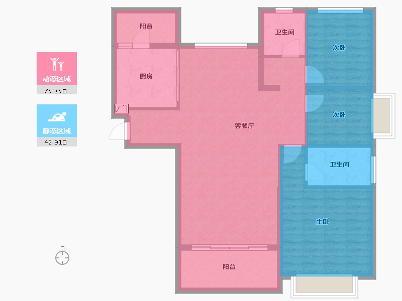 山东省-淄博市-淄博恒大林溪郡-107.49-户型库-动静分区