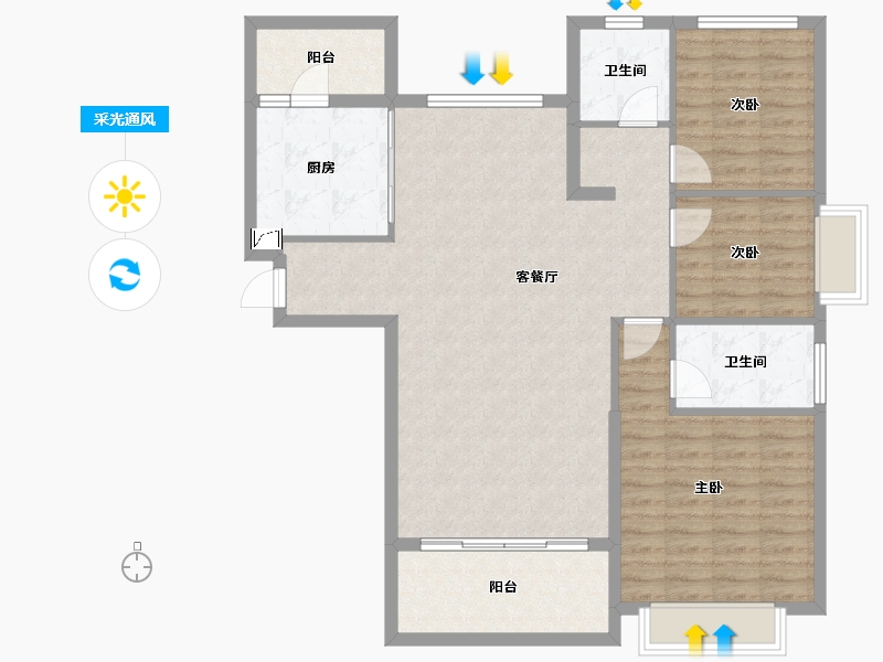 山东省-淄博市-淄博恒大林溪郡-107.49-户型库-采光通风