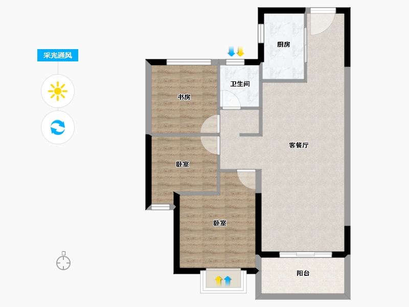 湖北省-宜昌市-建投樾山-76.55-户型库-采光通风