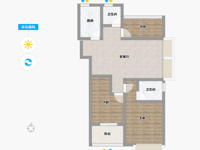 浙江省-湖州市-香溪丽舍丽园-69.25-户型库-采光通风