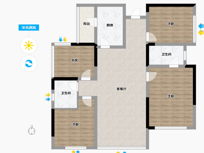 四川省-达州市-达州仁和公园国际-111.67-户型库-采光通风