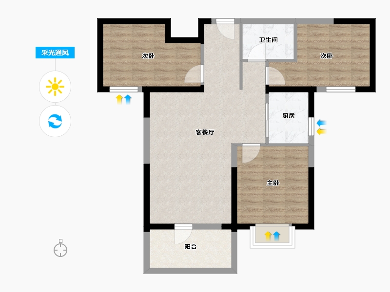 宁夏回族自治区-银川市-中环西园-76.86-户型库-采光通风