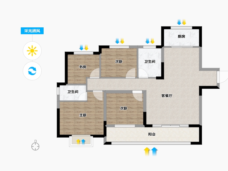 湖北省-宜昌市-建投樾山-105.15-户型库-采光通风