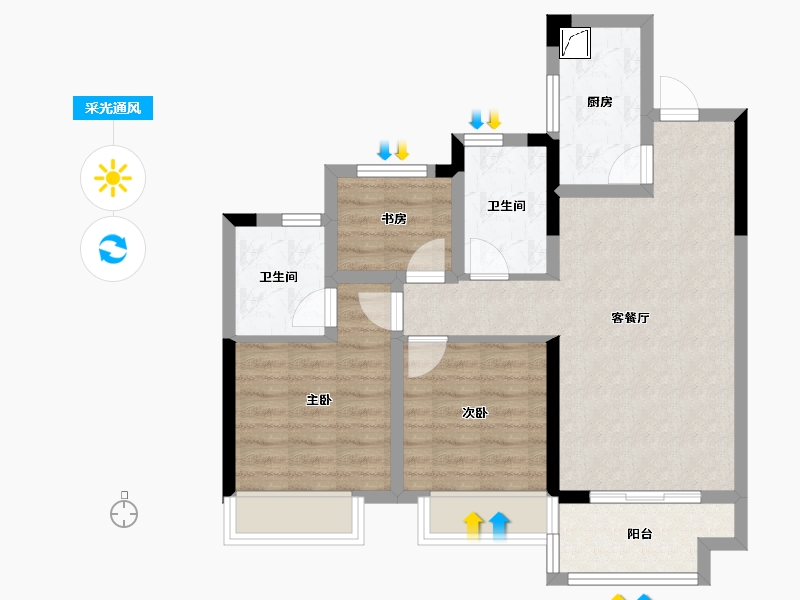 浙江省-湖州市-华纺湖誉府-71.21-户型库-采光通风