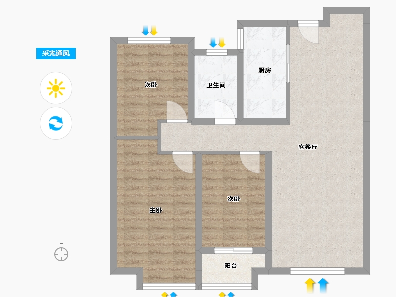 山东省-德州市-金辰御园-90.00-户型库-采光通风