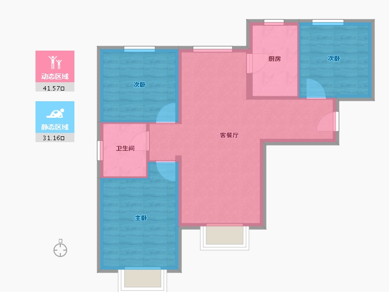 北京-北京市-华发中央公园-65.00-户型库-动静分区