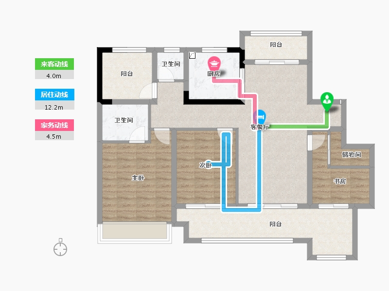 安徽省-滁州市-北京城房时代印-102.41-户型库-动静线