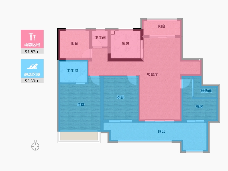 安徽省-滁州市-北京城房时代印-102.41-户型库-动静分区